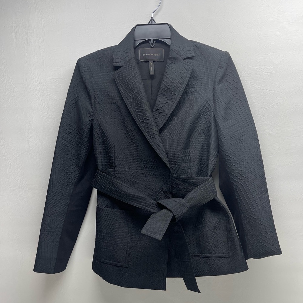BCBG MAXAZRIA WRAP BLAZER ZISE XXS BLACK